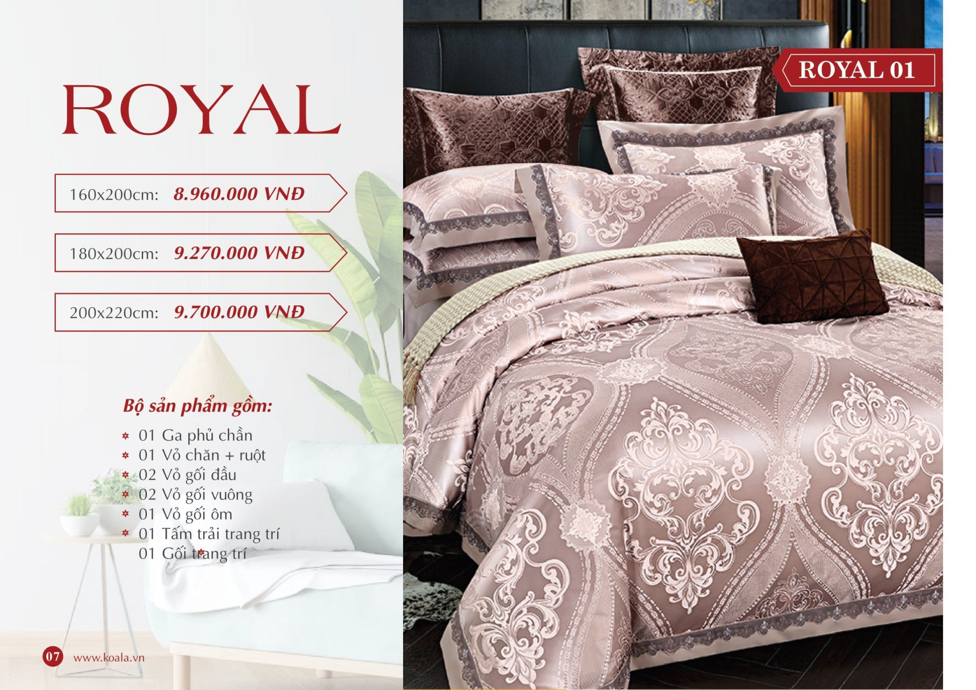 Bộ chăn ga gối Koala Royal 01